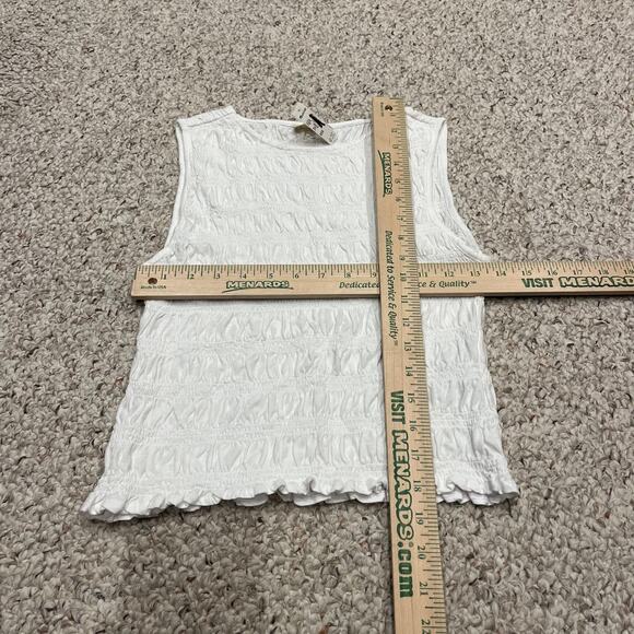 NWT Madewell Smocked Boatneck Tank Sz XXS White Coastal Nautical Preppy - Picture 2 of 7